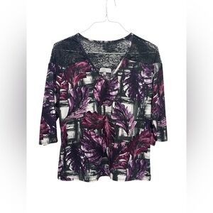Laura Purple Floral Top with Lace Yoke – XL